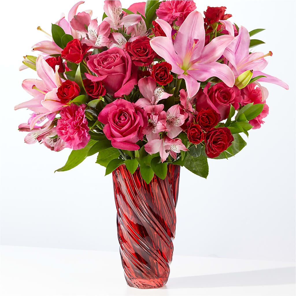 In Love Bouquet with Luxe Swirl Vase – SUNSHINE FLOWERS & GIFTS, Joaquin TX