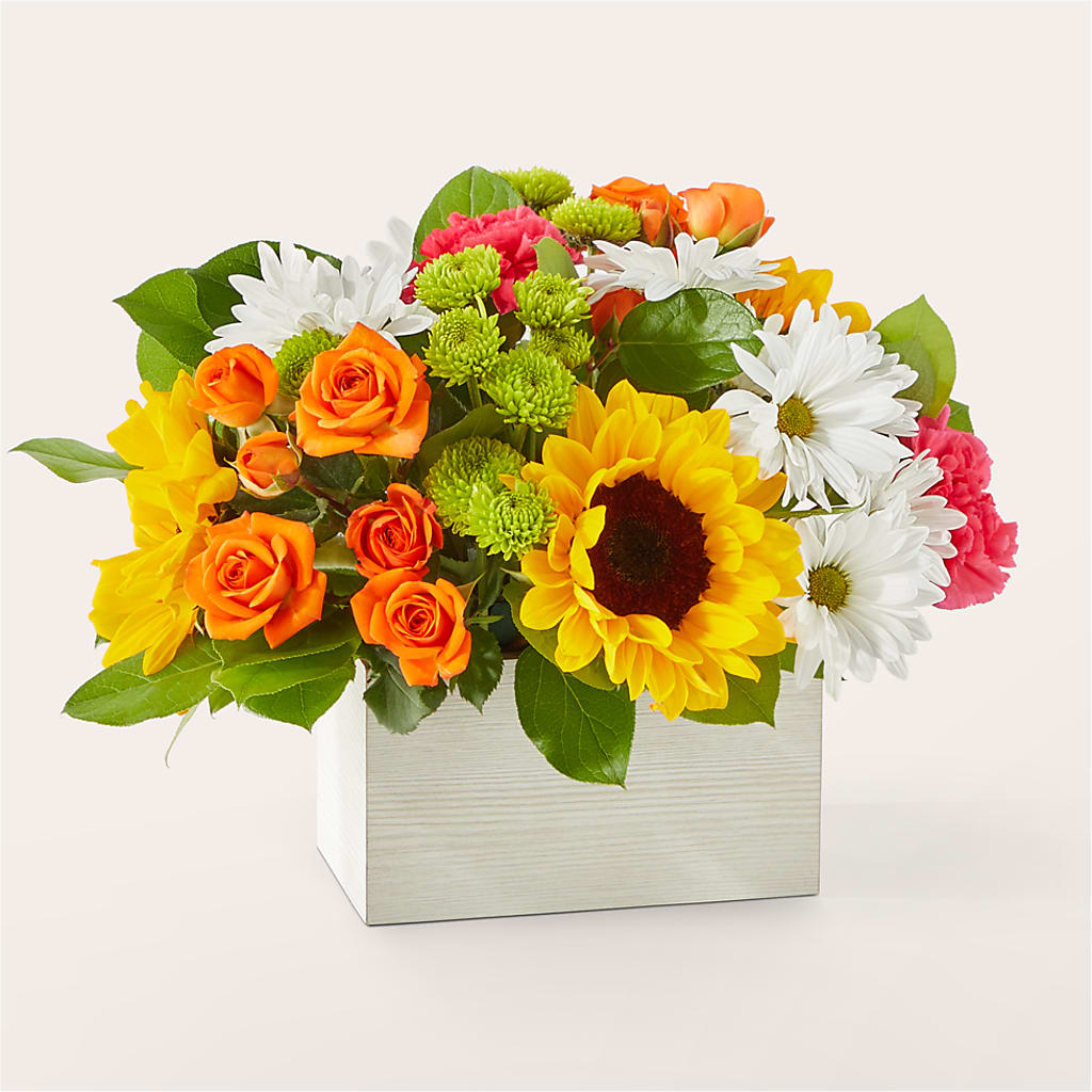 Sun-drenched Blooms Box Bouquet – SUNSHINE FLOWERS & GIFTS, Joaquin TX