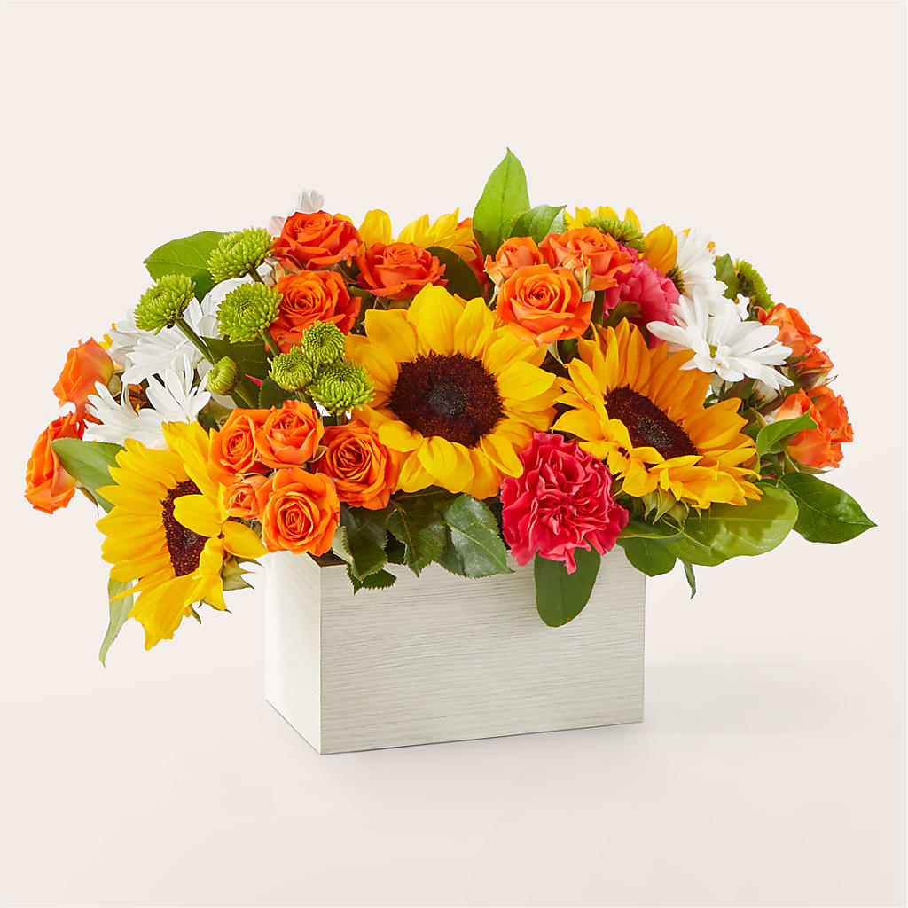 Sun-drenched Blooms Box Bouquet – SUNSHINE FLOWERS & GIFTS, Joaquin TX