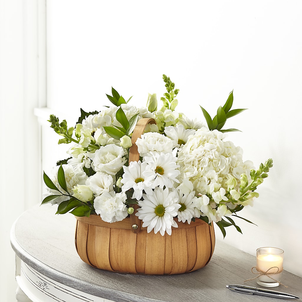 Pure Ivory Basket – SUNSHINE FLOWERS & GIFTS, Joaquin TX