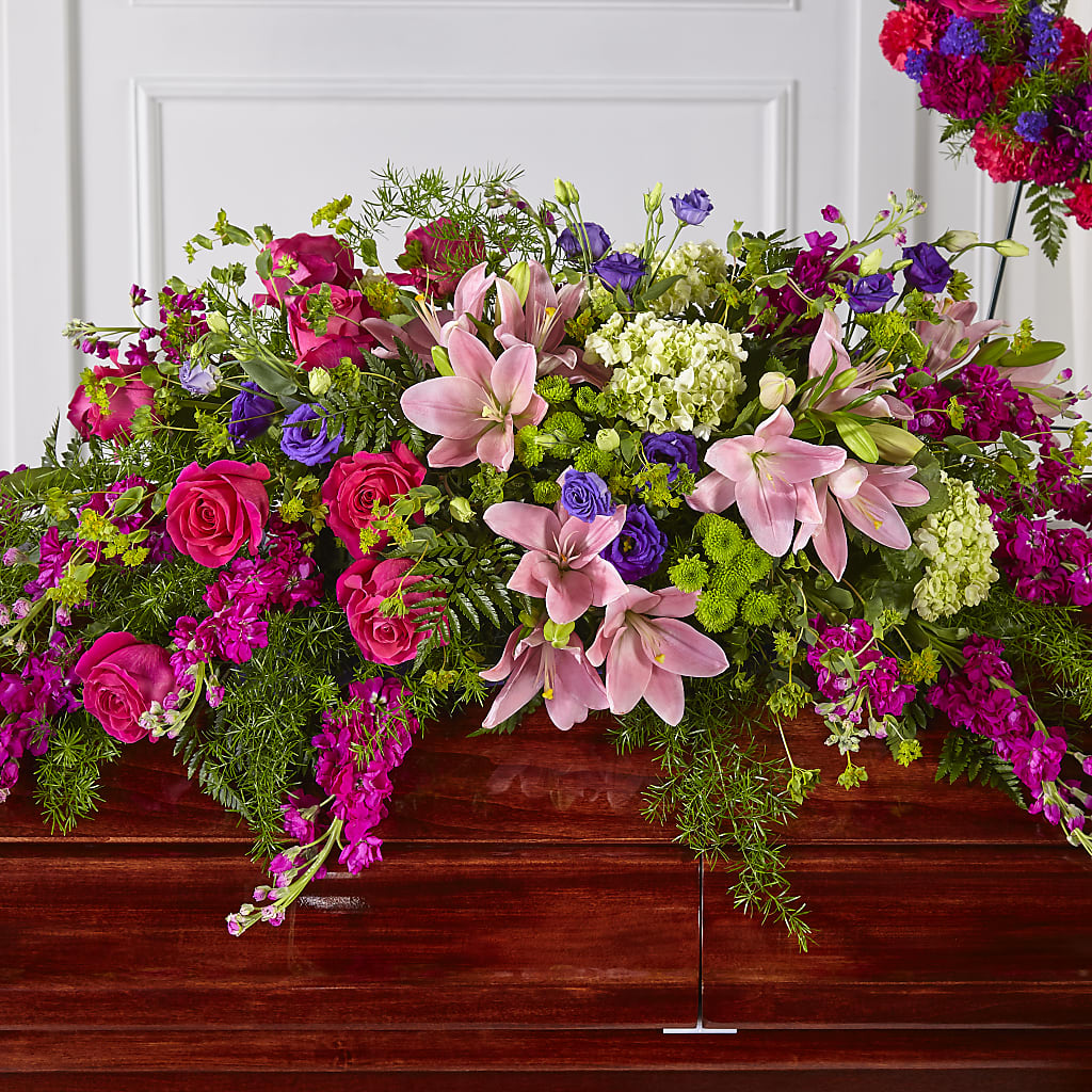 Radiant Tribute Casket Spray – SUNSHINE FLOWERS & GIFTS, Joaquin TX