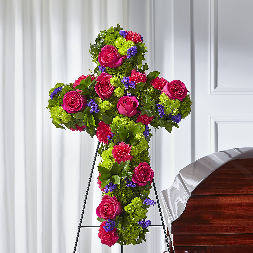Tribute Rose Floral Cross – SUNSHINE FLOWERS & GIFTS, Joaquin TX