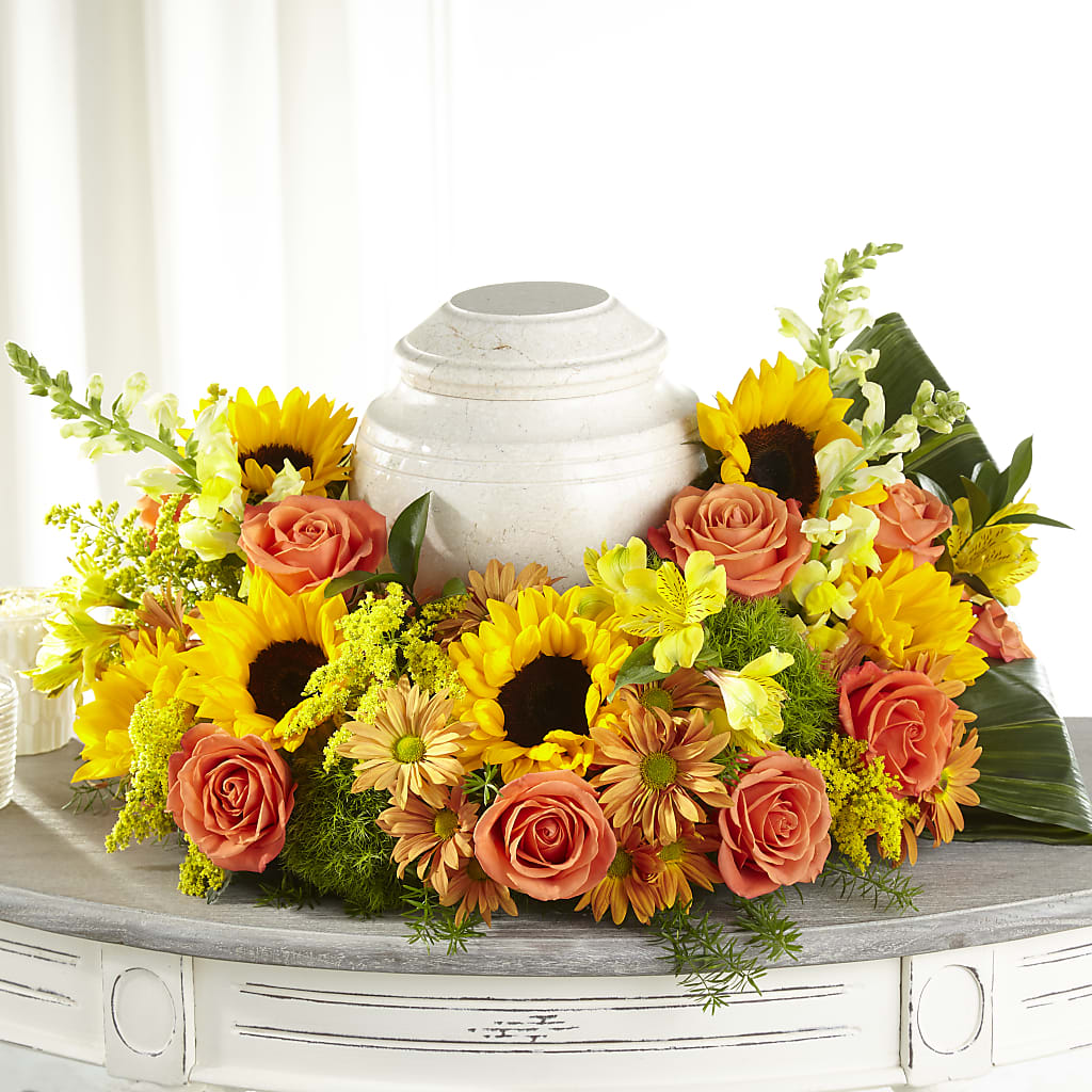 Faithful Sunflower Cremation Adornment – SUNSHINE FLOWERS & GIFTS, Joaquin TX