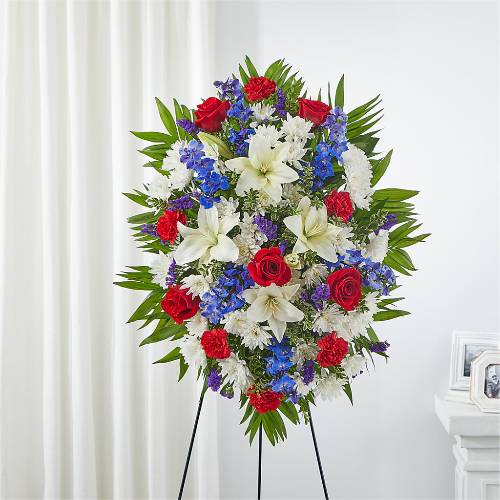 Cherished Service Standing Spray – SUNSHINE FLOWERS & GIFTS, Joaquin TX