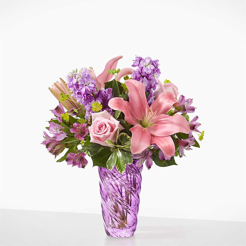 Precious Petals Bouquet with Luxe Swirl Vase – SUNSHINE FLOWERS & GIFTS, Joaquin TX
