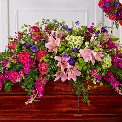 Radiant Tribute Casket Spray – SUNSHINE FLOWERS & GIFTS, Joaquin TX