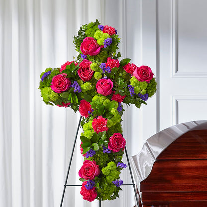 Tribute Rose Floral Cross – SUNSHINE FLOWERS & GIFTS, Joaquin TX