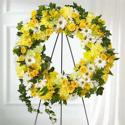Golden Remembrance Wreath – SUNSHINE FLOWERS & GIFTS, Joaquin TX