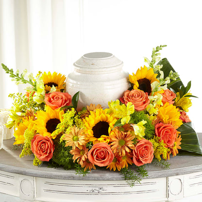 Faithful Sunflower Cremation Adornment – SUNSHINE FLOWERS & GIFTS, Joaquin TX
