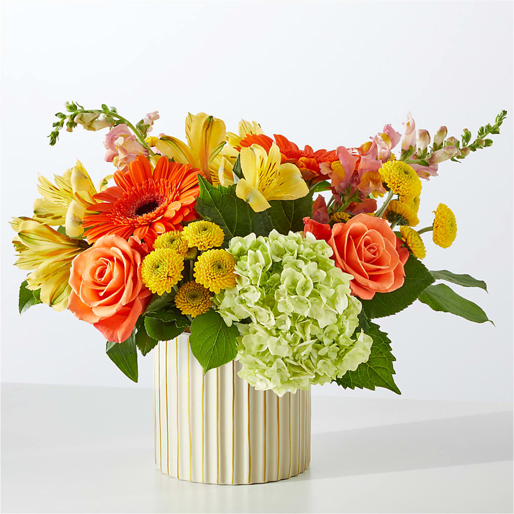 Autumn Sunshine Bouquet with Ivory Vase – SUNSHINE FLOWERS & GIFTS, Joaquin TX
