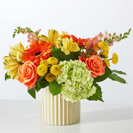 Autumn Sunshine Bouquet with Ivory Vase – SUNSHINE FLOWERS & GIFTS, Joaquin TX