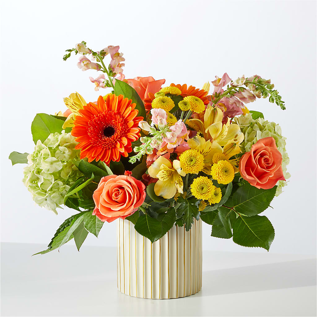 Autumn Sunshine Bouquet with Ivory Vase – SUNSHINE FLOWERS & GIFTS, Joaquin TX