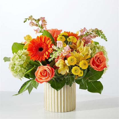 Autumn Sunshine Bouquet with Ivory Vase – SUNSHINE FLOWERS & GIFTS, Joaquin TX