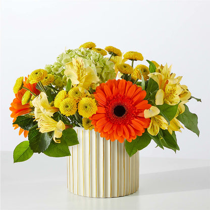 Autumn Sunshine Bouquet with Ivory Vase – SUNSHINE FLOWERS & GIFTS, Joaquin TX