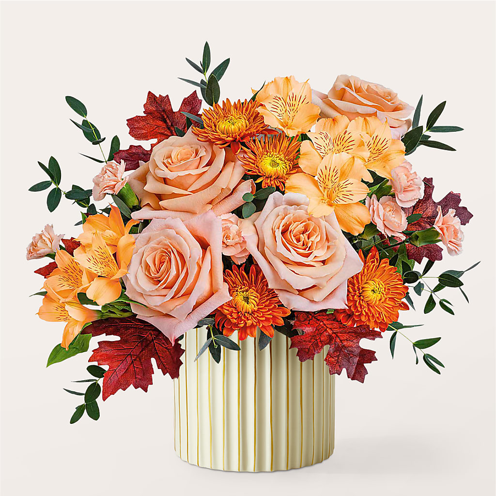 Spiced Latte Bouquet with Ivory Vase – SUNSHINE FLOWERS & GIFTS, Joaquin TX