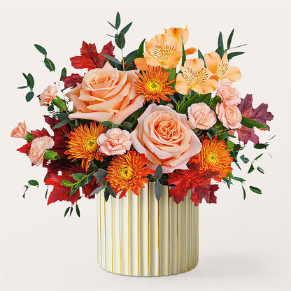 Spiced Latte Bouquet with Ivory Vase – SUNSHINE FLOWERS & GIFTS, Joaquin TX