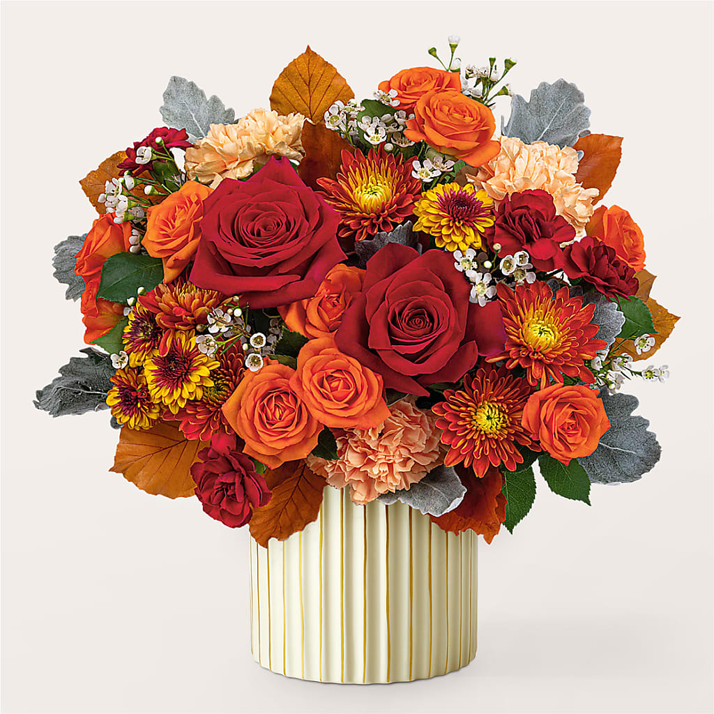 Merlot Bouquet with Ivory Vase – SUNSHINE FLOWERS & GIFTS, Joaquin TX