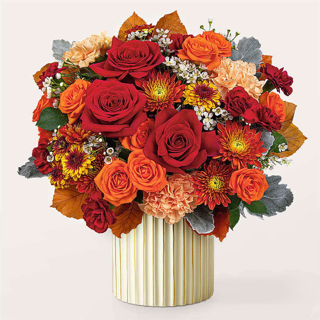 Merlot Bouquet with Ivory Vase – SUNSHINE FLOWERS & GIFTS, Joaquin TX