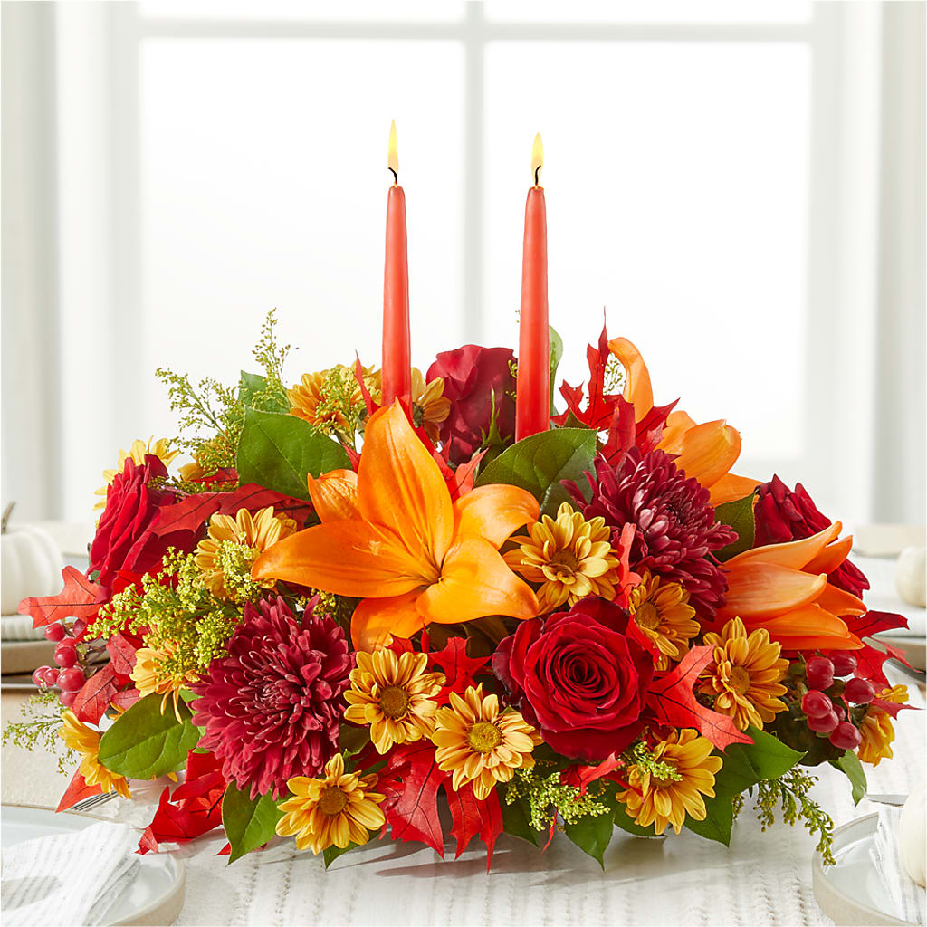 Autumn's Embrace Centerpiece – SUNSHINE FLOWERS & GIFTS, Joaquin TX