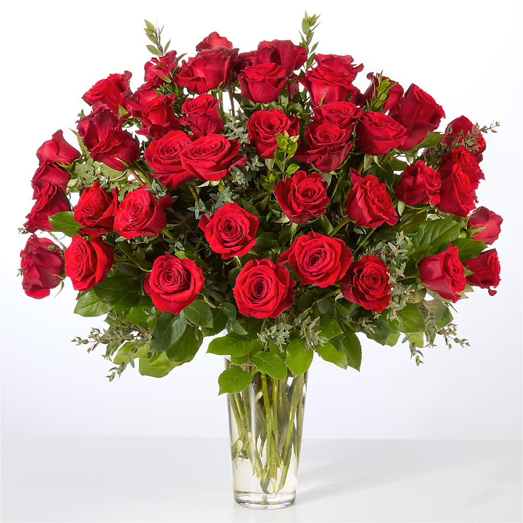 Forever Yours Fifty Stem Red Rose Bouquet – SUNSHINE FLOWERS & GIFTS, Joaquin TX
